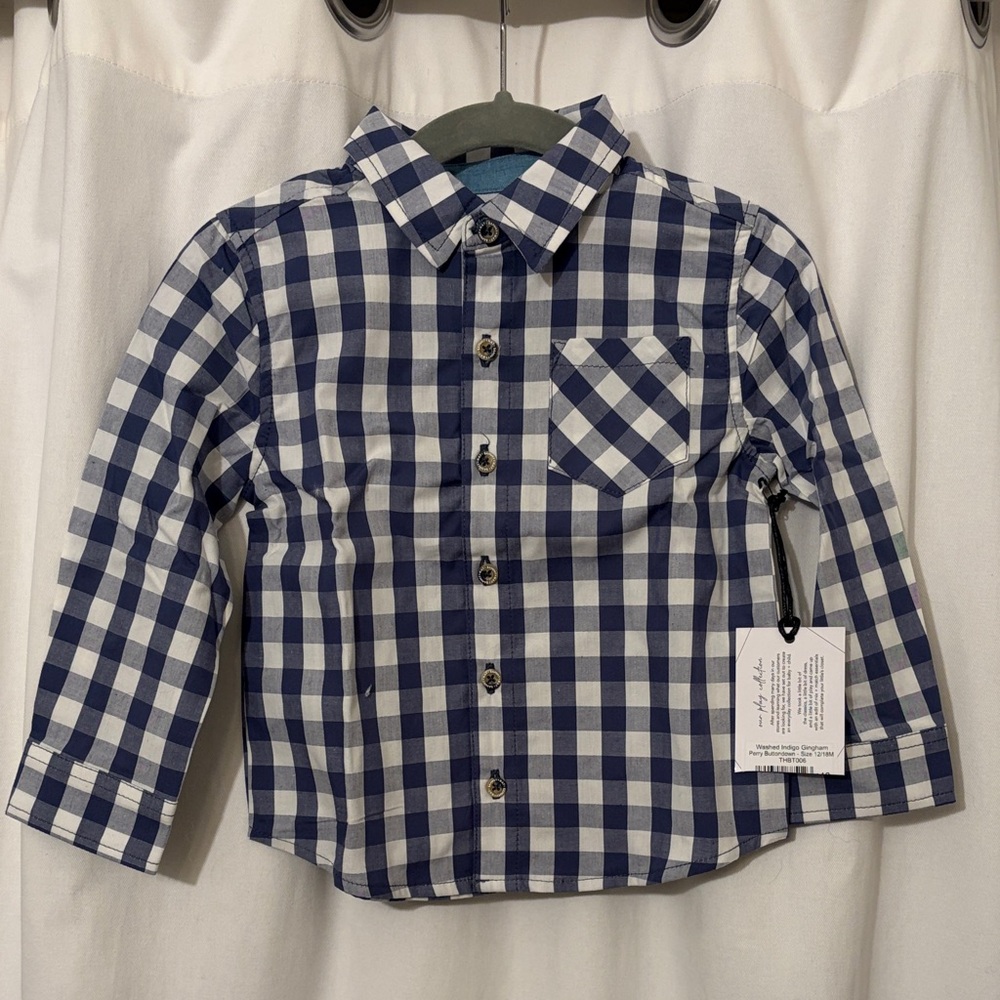 NWT Sammy + Nat Navy & White Gingham Button-Down Shirt